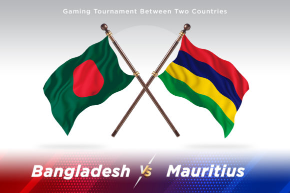 Bangladesh Versus Mauritius Two Flags Illustration