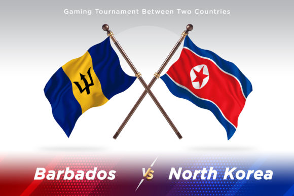 Barbados Versus North Korea Two Flags: A Unique Creative Illustration Resource
