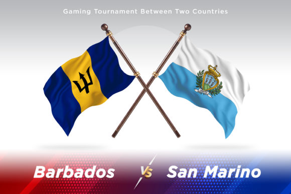 Barbados Versus San Marino: A Creative Concept Illustration Featuring Two Flags