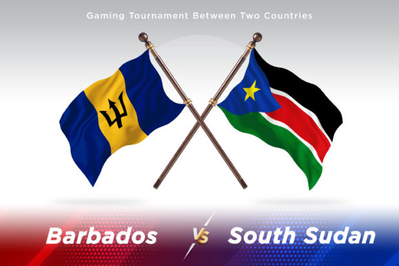Barbados Versus South Sudan Two Flags